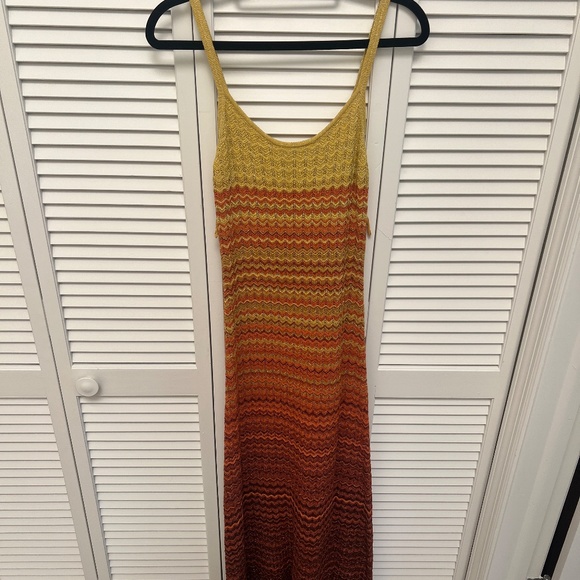 Sandro Knit Maxi Dress in Brown Yellow in Size 4 US - Picture 3 of 6